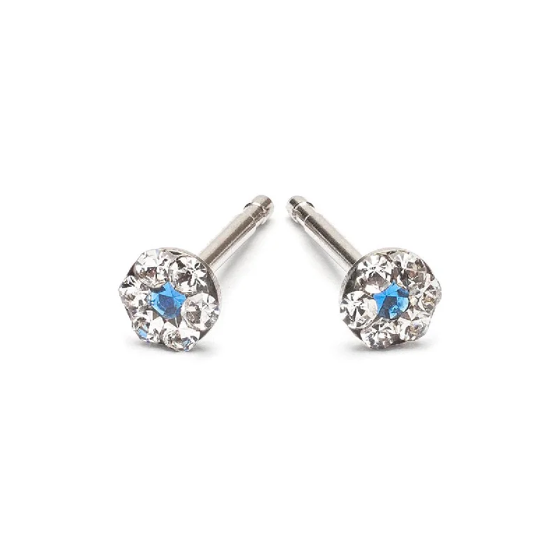 White & Sapphire Mini Daisy Earrings