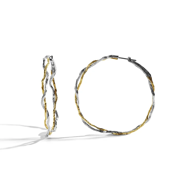 Wisteria Hoops 60mm in Sterling Silver & 18K