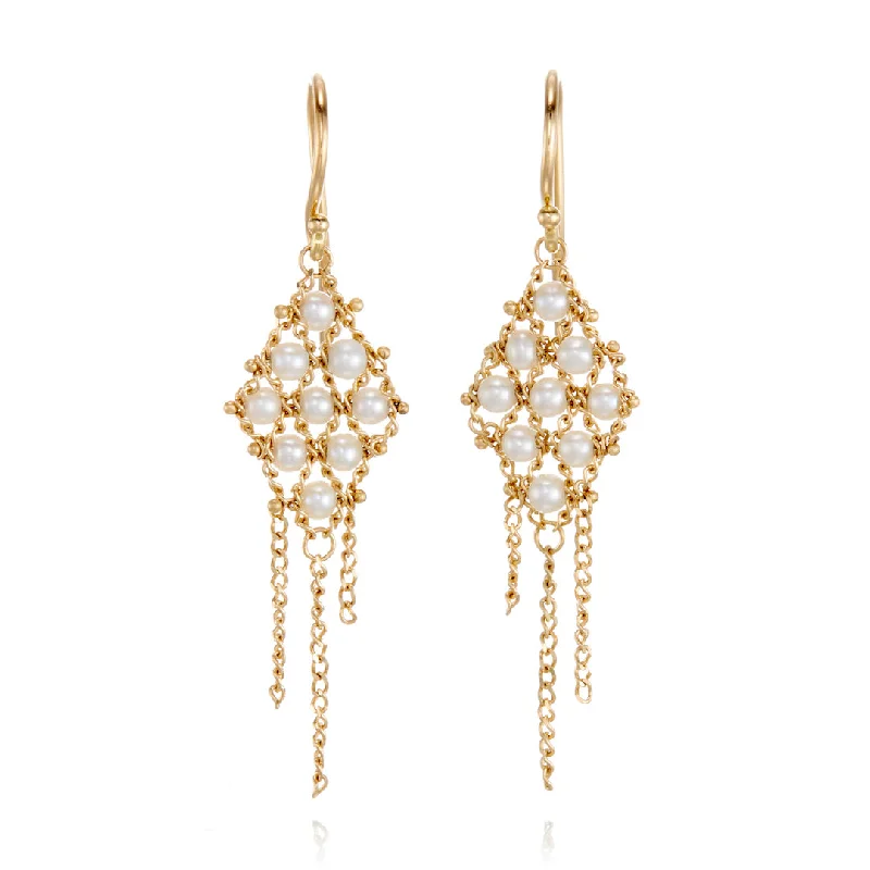 Woven Lattice Pearl Earrings