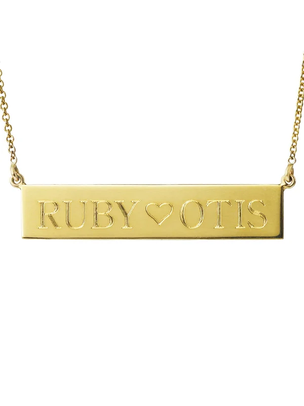 1 Side Engraving, 18-in. Personalized Yellow Gold Nameplate Necklace