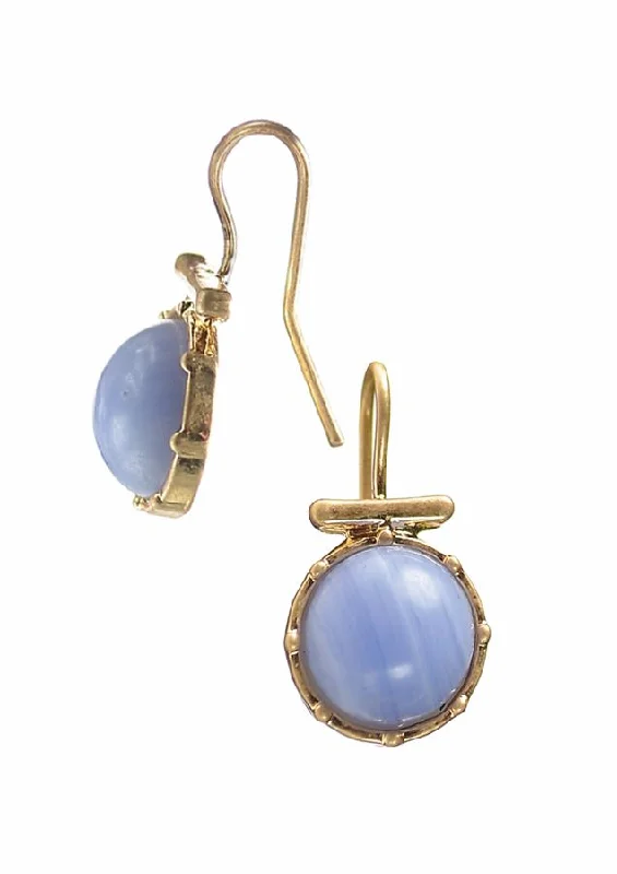 Hot Tomato Earrings Set  in Stone Lilac Bead with Worn Gold