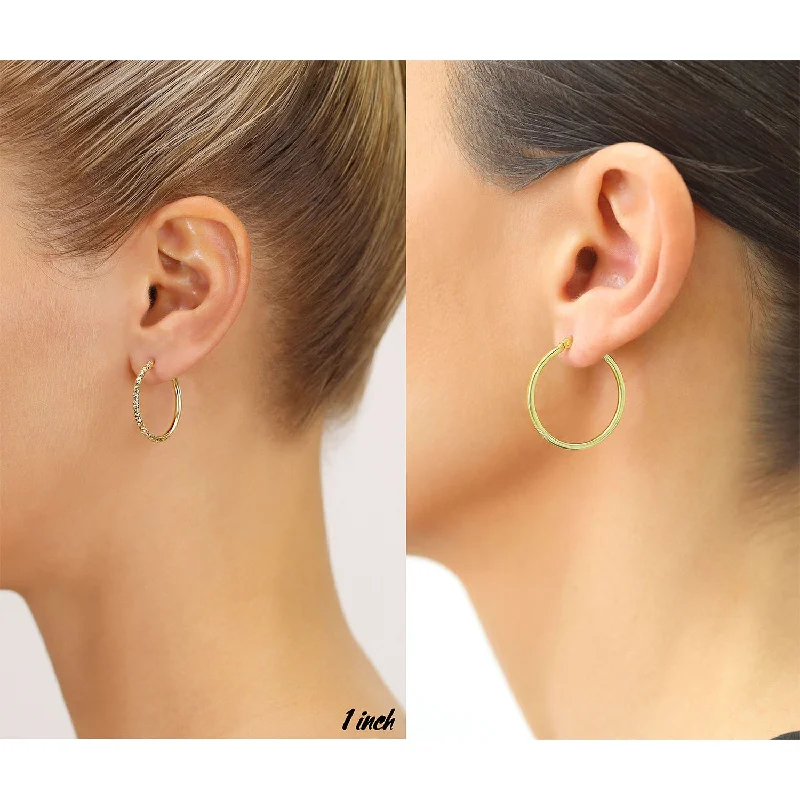 2 PAIR SET! 14k Gold Tornado Hoop Earrings and Hoop Earrings Set