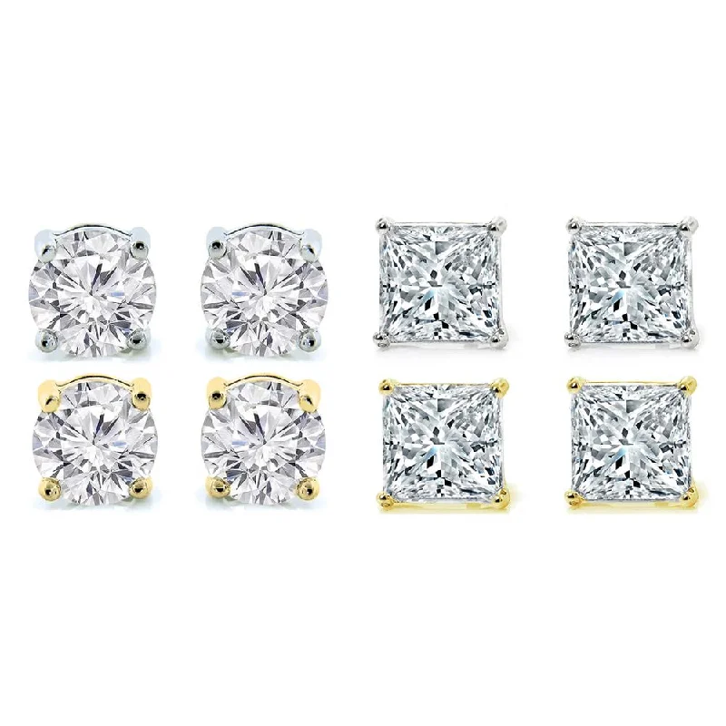 4-Pack: Crystal Stud Earrings Set