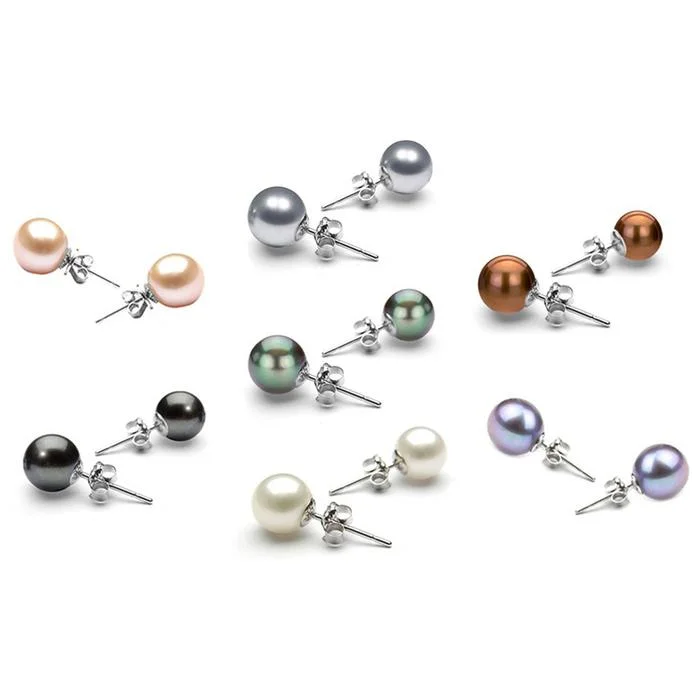 7-Pairs: 18K White Gold Plated Pearl Earrings Set by Valencia Gems