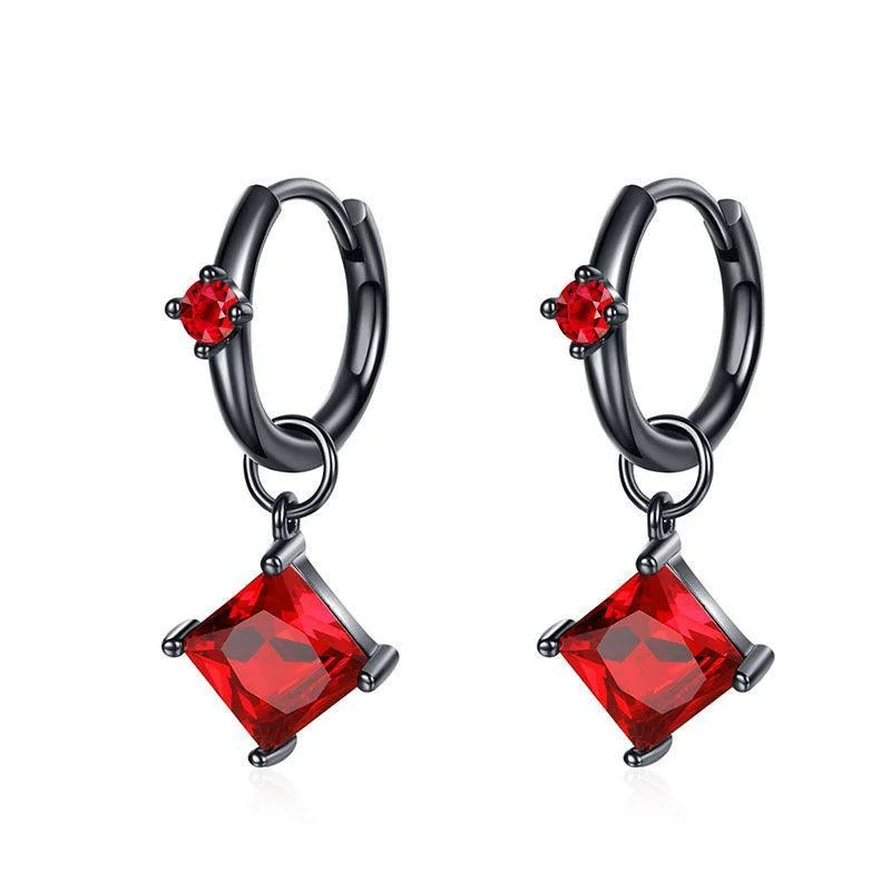 Cool Black Gold Red Gemstone Luxury Earrings Set