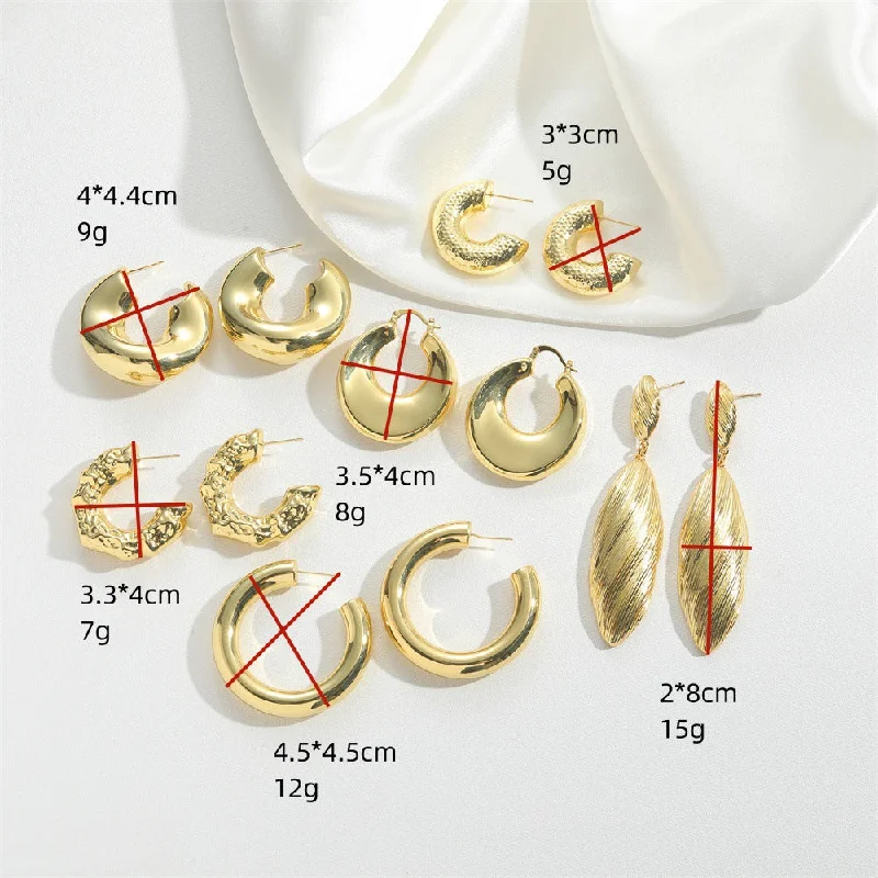 Cross-border hot-selling creative brushed hip-hop style personalized earrings, light luxury, high-end sense of high-quality, Korean earrings, jewelry women