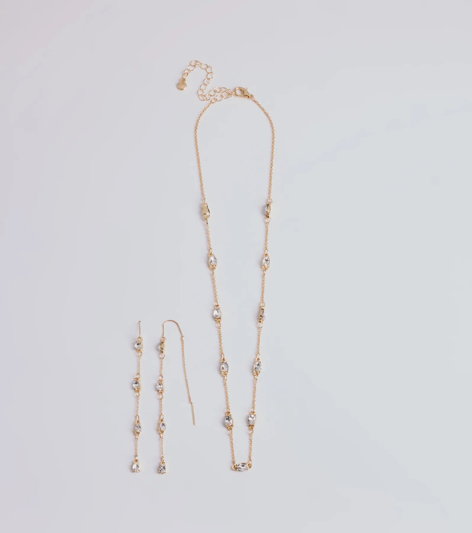 Delicate Ice Rhinestone Necklace And Earrings Set