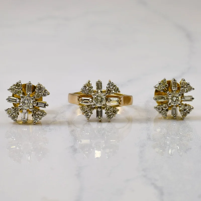 Diamond Ring & Diamond Earrings Set | 1.64ctw | SZ 7.75 |