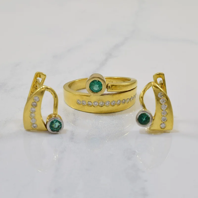 Emerald Ring & Earrings Set | 0.24ctw, 0.14ctw | SZ 8 |