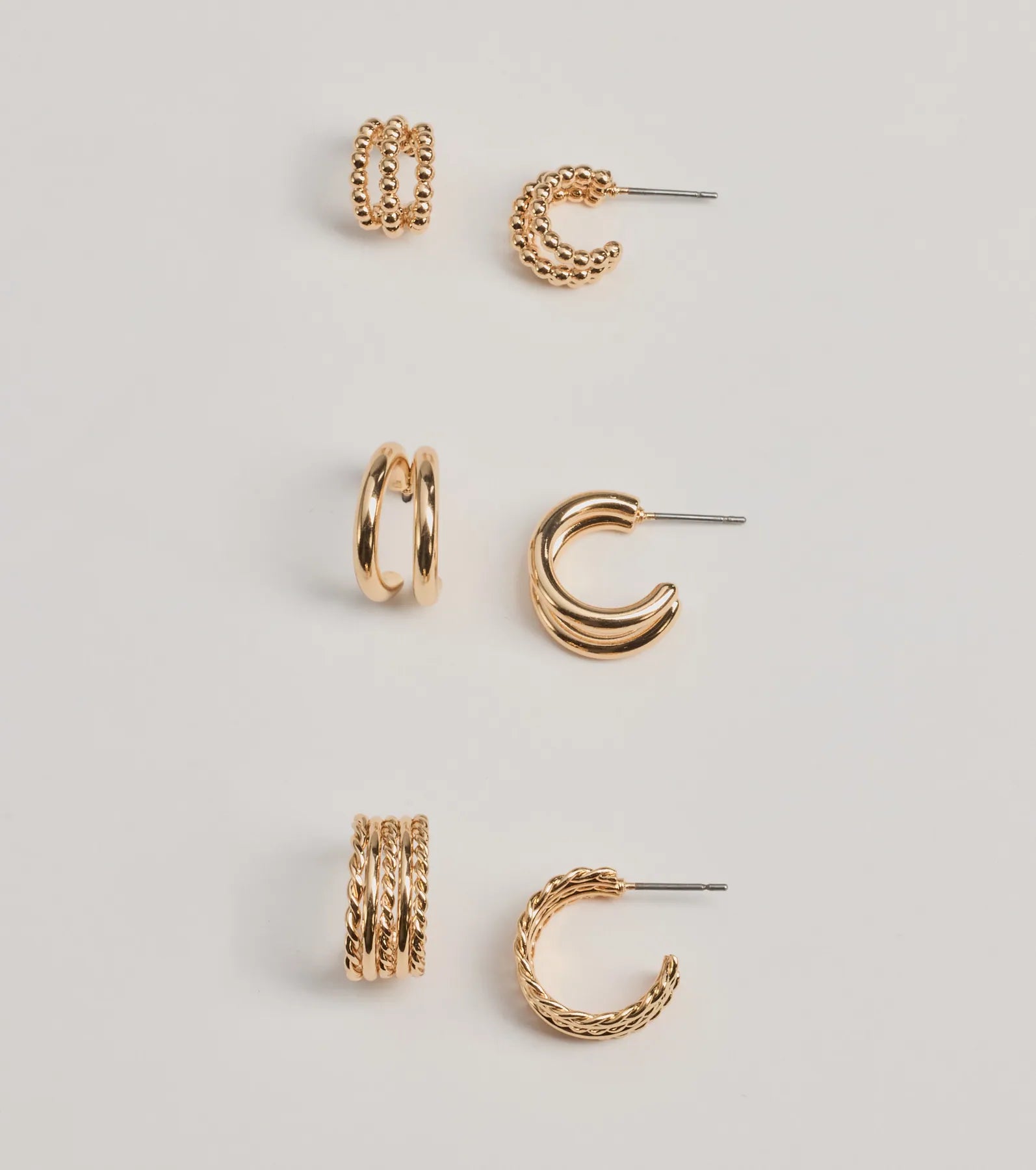 Glam Attitude Three-Pack Hoop Earrings Set