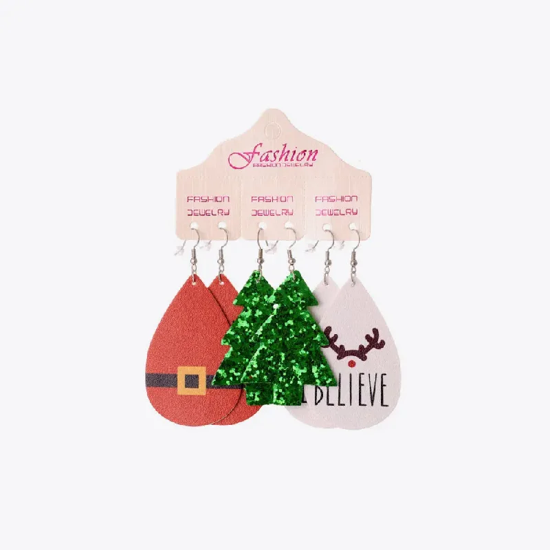 LOVCIA Christmas PU Earrings Set