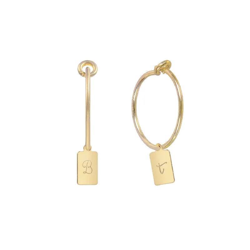 Personalized Tag Initial Hoop Earrings