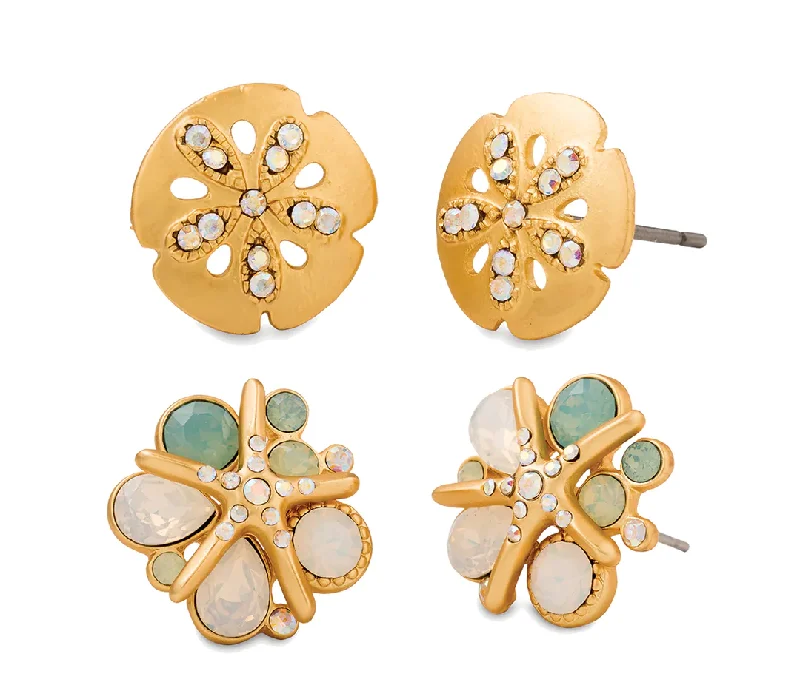 Spartina - Earrings - Set of 2 Sea Stud Earrings Set Sand Dollar/Starfish