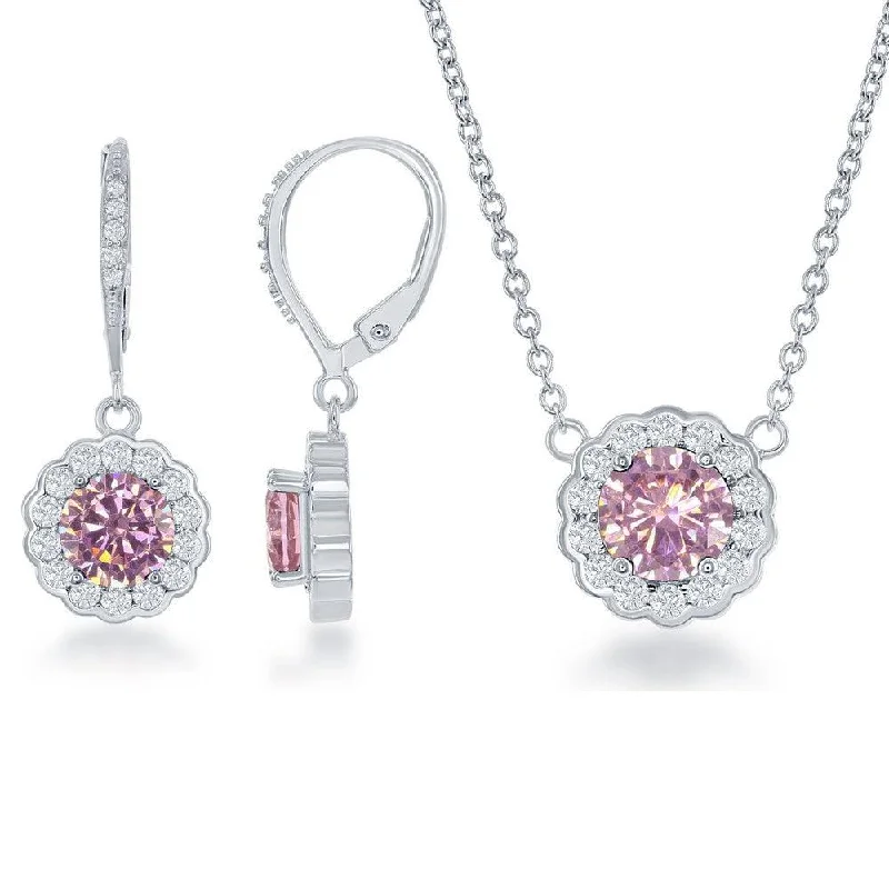 Sterling Silver October Birthstone Necklace and Earrings Set