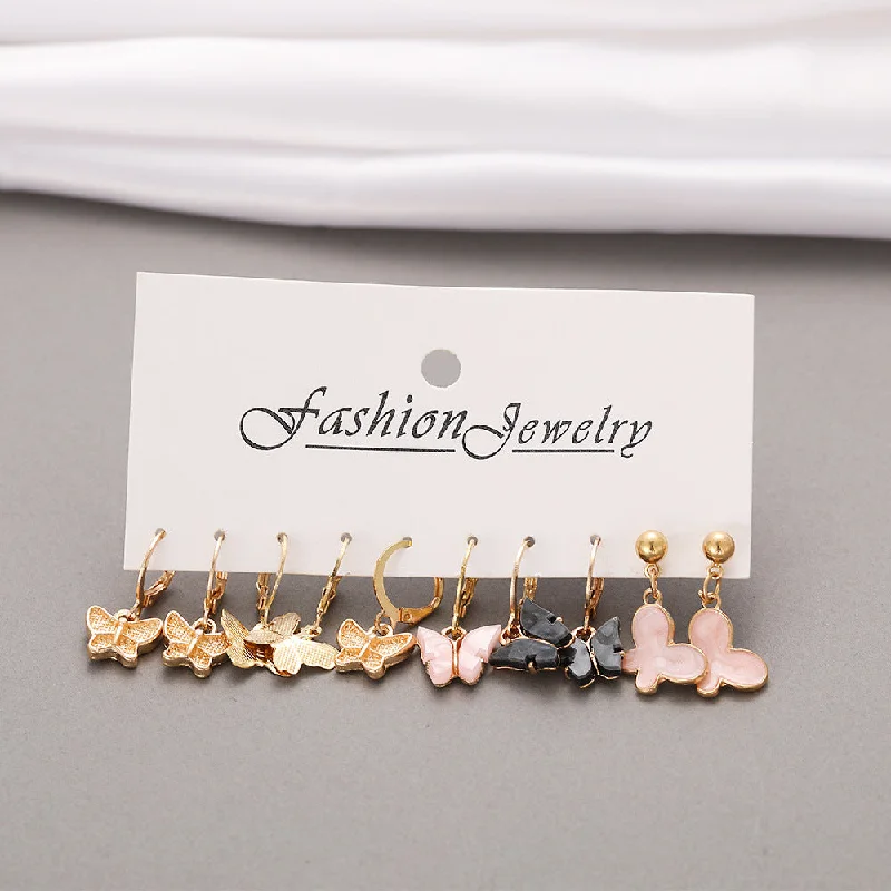 Wholesale Butterfly Alloy Earrings Set of 5