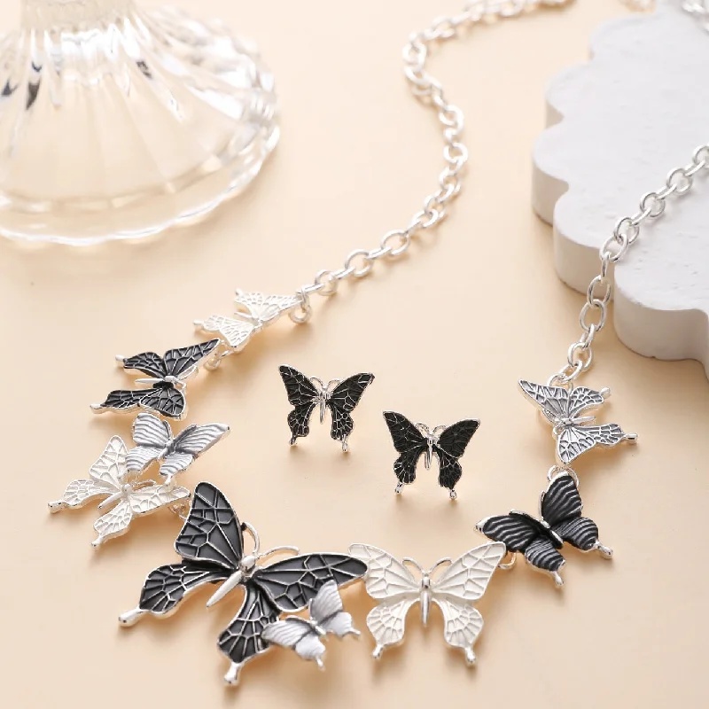 Wholesale Butterfly Alloy Necklace and Earrings Set