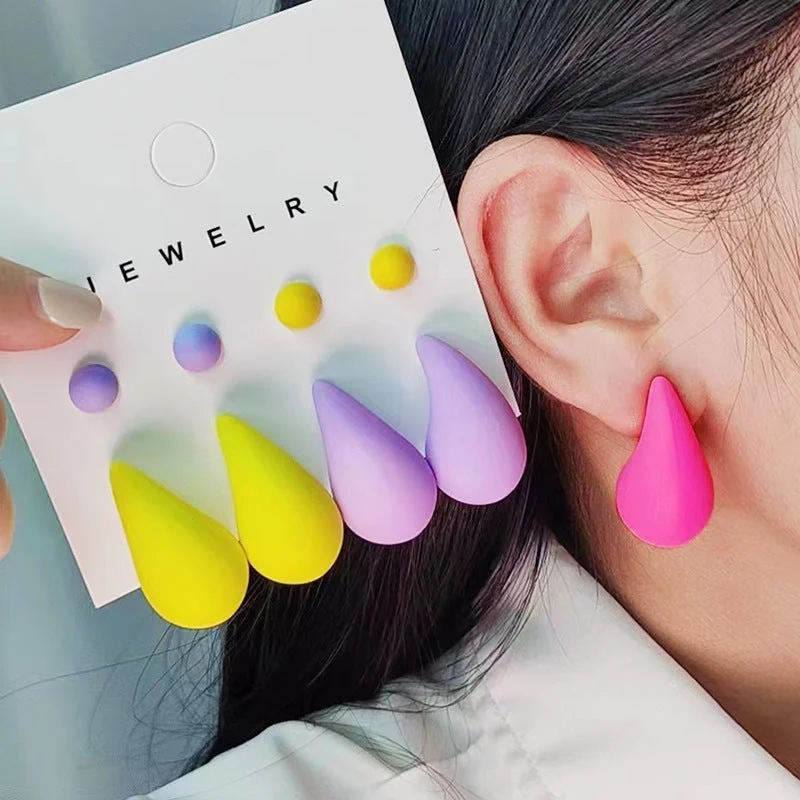 Wholesale Colorful Water Drop Acrylic Earrings Set