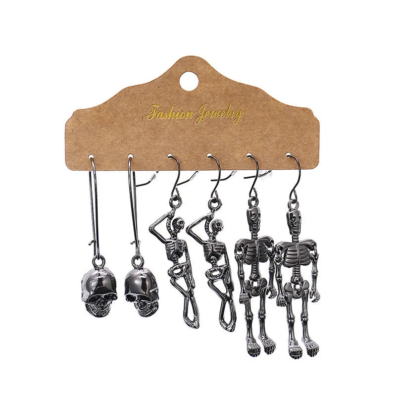 Wholesale Halloween Ghost Skull Bone Alloy Earrings Set