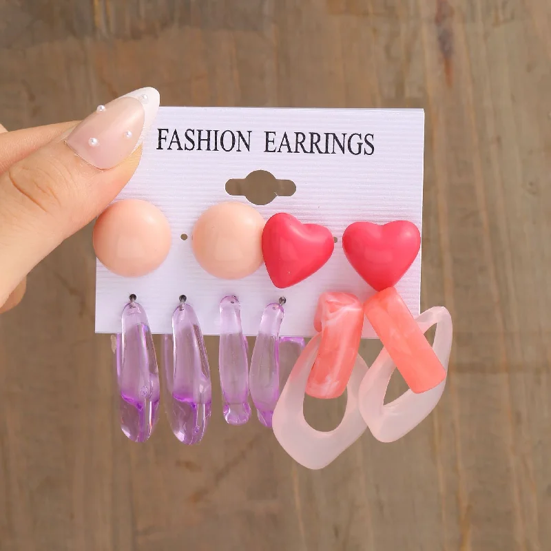 Wholesale Heart Tree Acrylic Earrings Set of 5