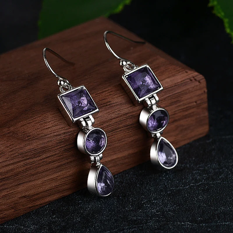 Wholesale Lavender Amethyst Copper Earrings Set