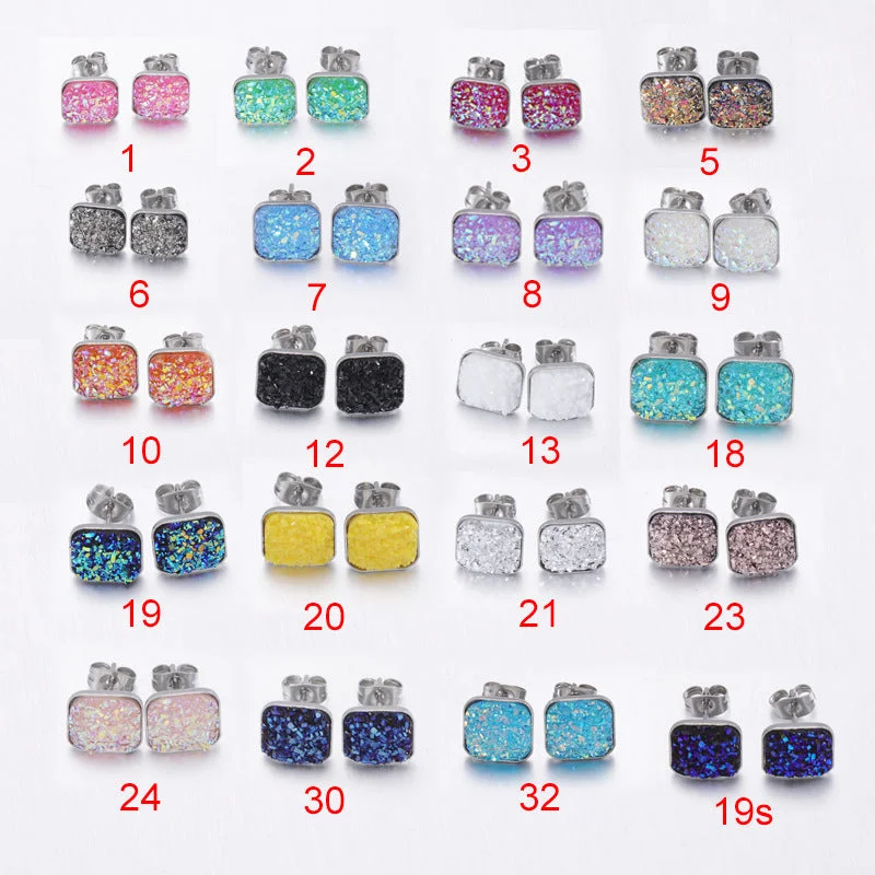 Wholesale personalized sweet multi-standard square baby's breath rhinestone earrings