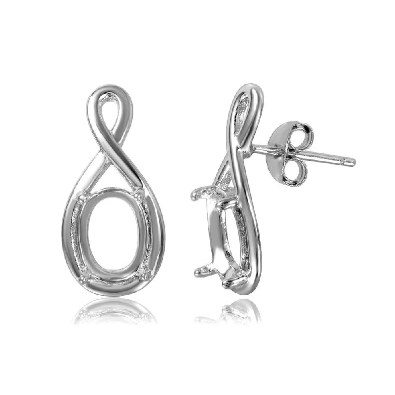 Silver 925 Rhodium Plated Infinity Personalized Mounting Earrings - BGE00463