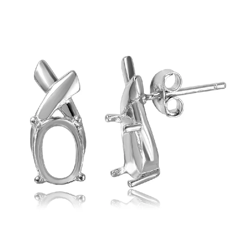 Silver 925 Rhodium Plated Knot Personalized Mounting Earrings - BGE00462