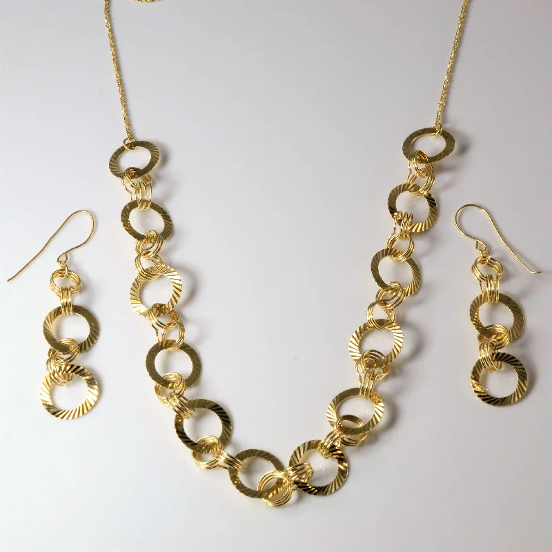 Yellow Gold Rolo Link Necklace & Earrings Set | 18"|