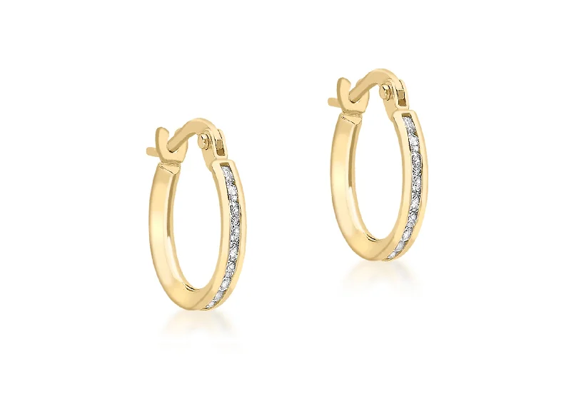 9ct gold 15mm hoop earrings set with CZ 34832