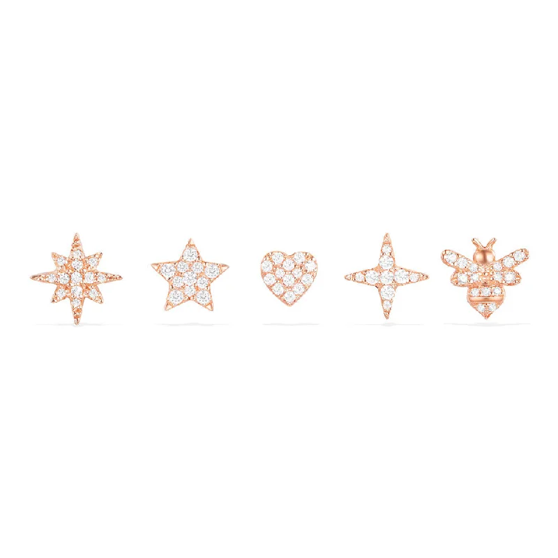 APM PINK SILVER STUD EARRINGS SET RE10733OX