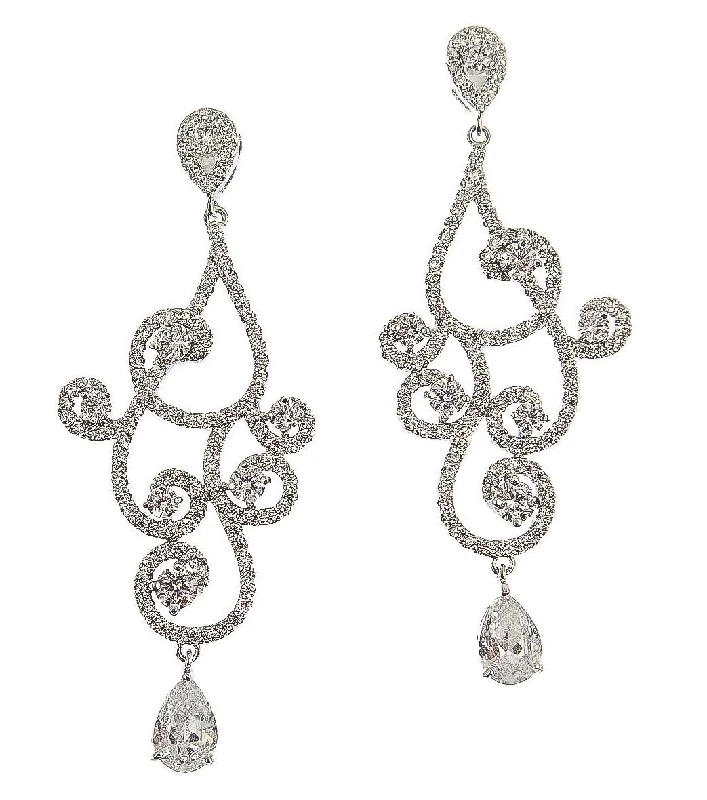 Aria Scroll Crystal Statement Earrings