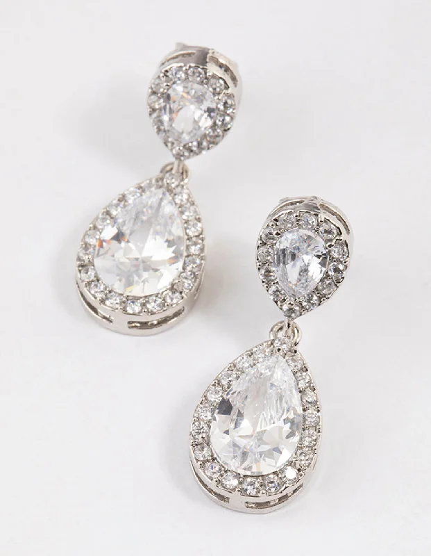 Silver Cubic Zirconia Angelina Drop Earrings