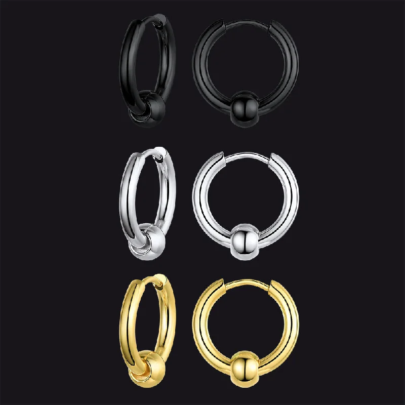 Samll Piercing Huggie Hoop Earrings Set For Men 3 Pairs