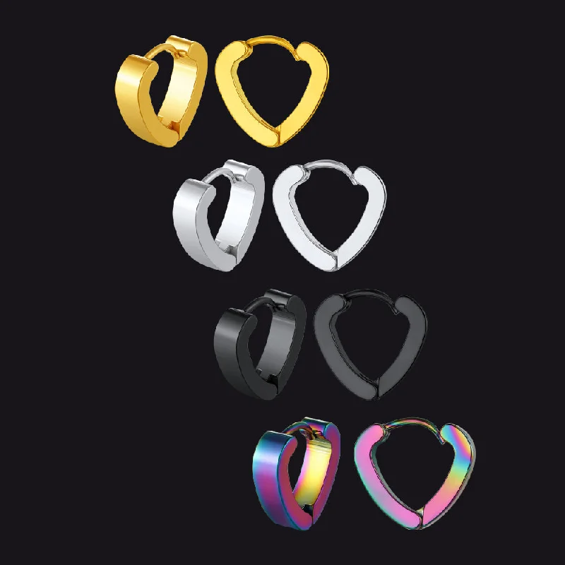 Flash Sale Small Heart Piercing Huggie Hoop Earrings Set for Men 4 Pairs