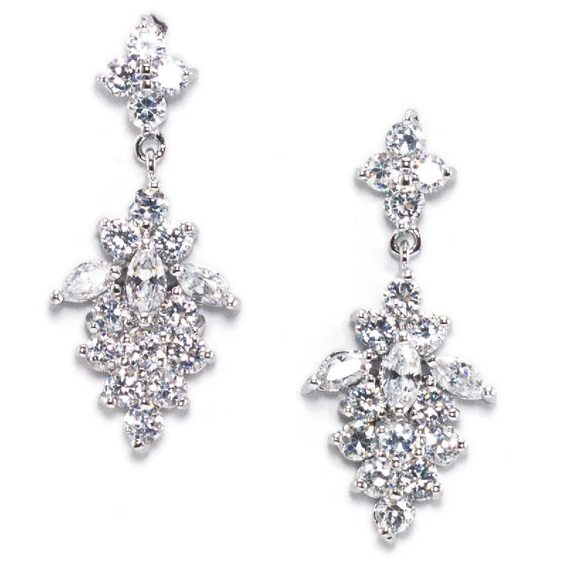 Ferida Floral Cubic Zirconia Cluster Bridal Earring