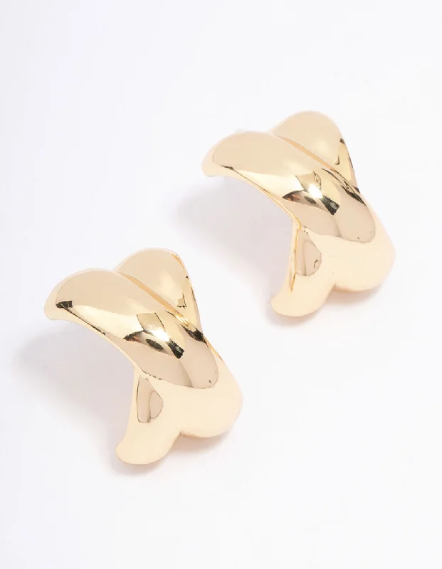 Gold Plated Cross Hoop Earrings