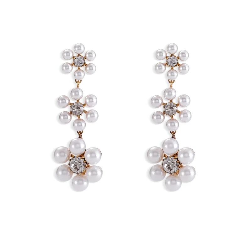 Hannah Floral Pearl Triple Drop Earrings