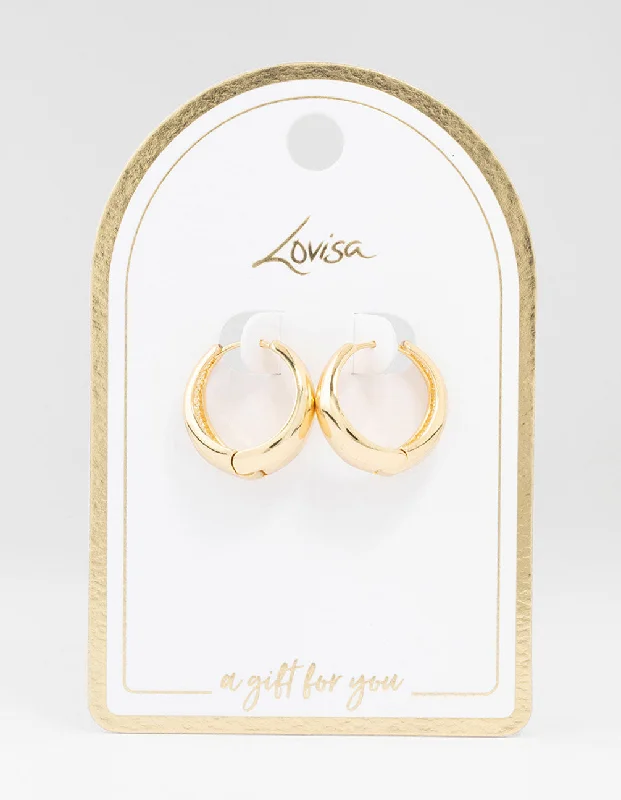 Large Gold Plated Chunky Classic Hoop Earrings