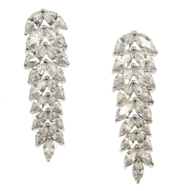 Laurel Leaf Inspired Crystal Dangle Earrings