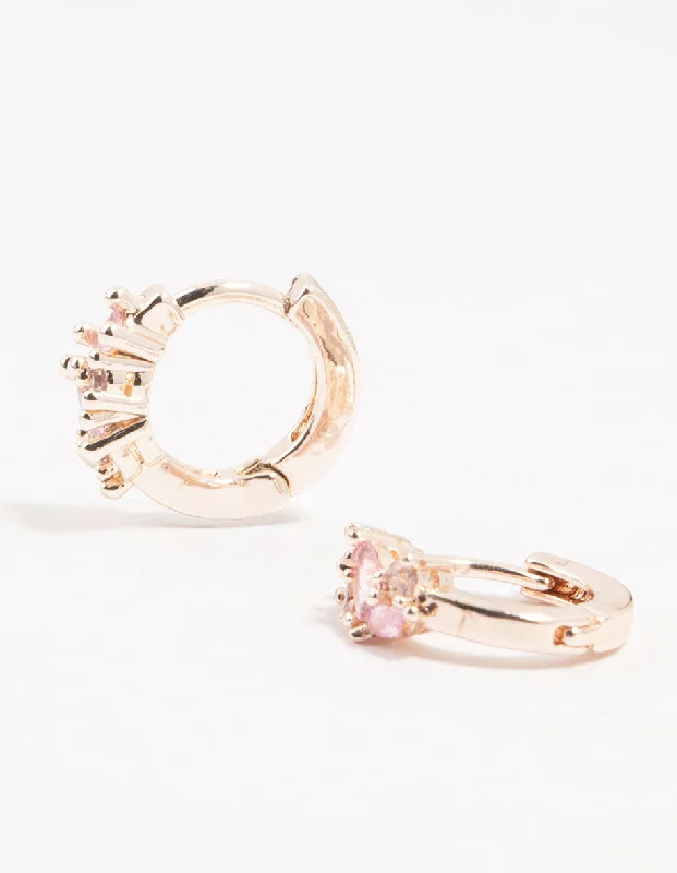 Rose Gold Plated Baguette & Mixed Cluster Hoop Earrings