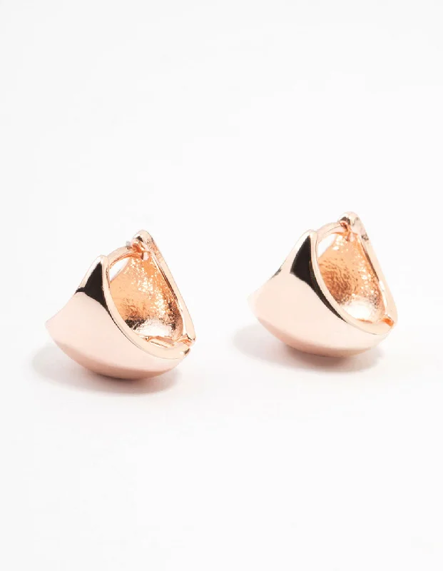 Rose Gold Plated Round Bottom Triangle Hoop Earrings