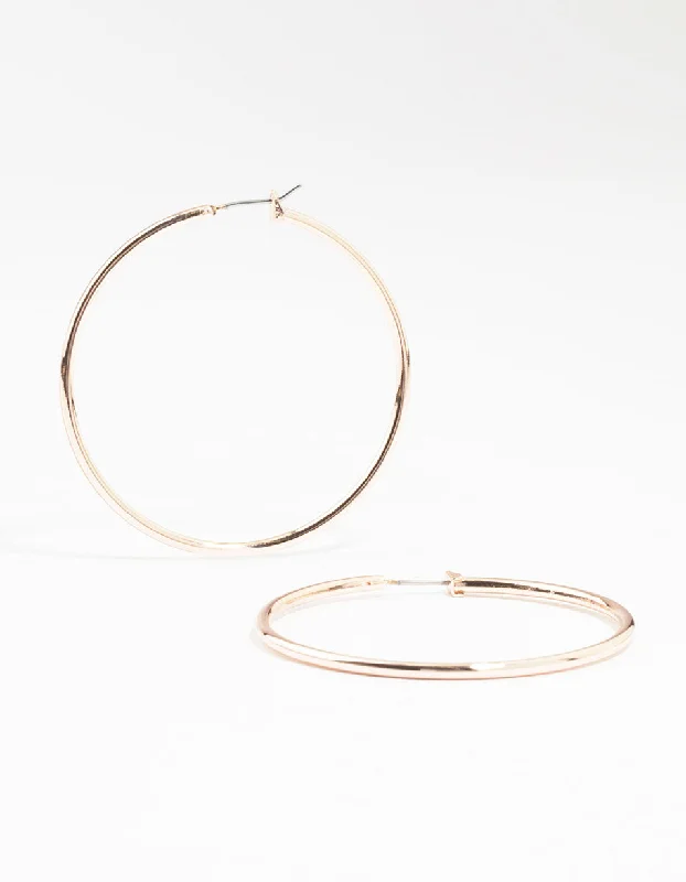 Rose Gold Plated Thin Large Hoop Earrings