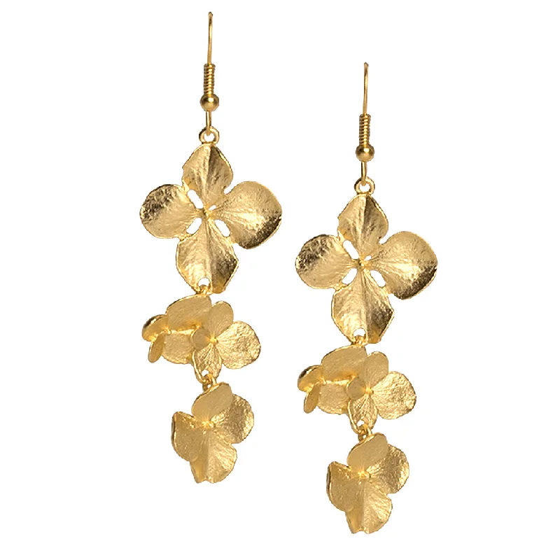 Satin Gold Flowers Drop Earring