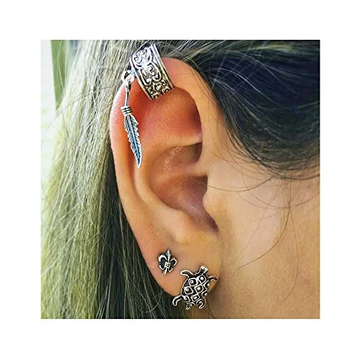 Sexy Sparkles Cuff Earrings Set Ear Crawler Earring Climber Stud Ear Wrap Pin Vine Tribal Charm Vintage Clip On Jewelry