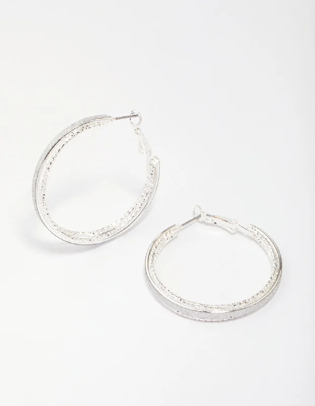 Silver Diamante Large Hoop Earrings