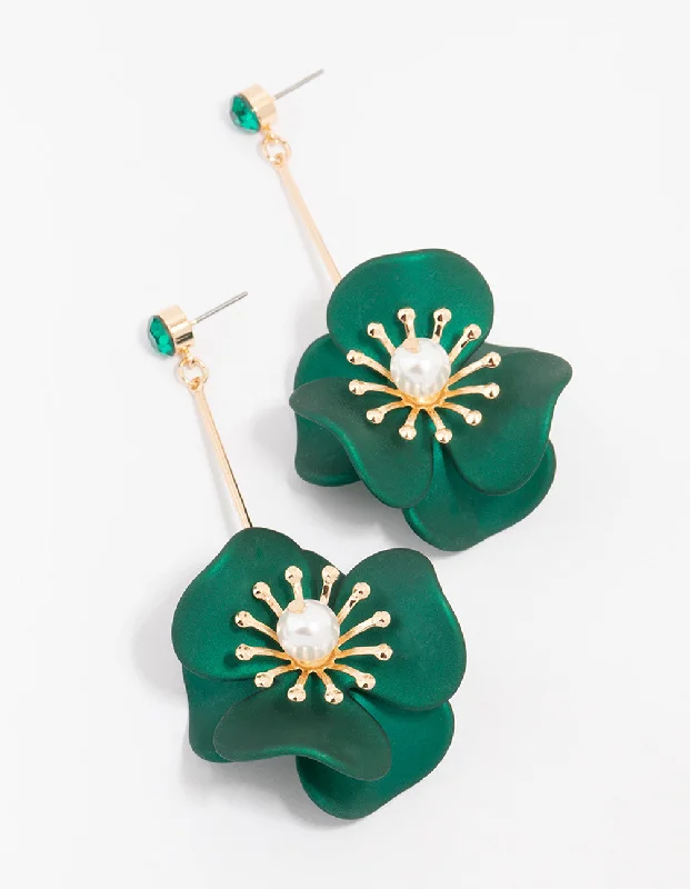 Smooth Coated Flower Drop Earrings