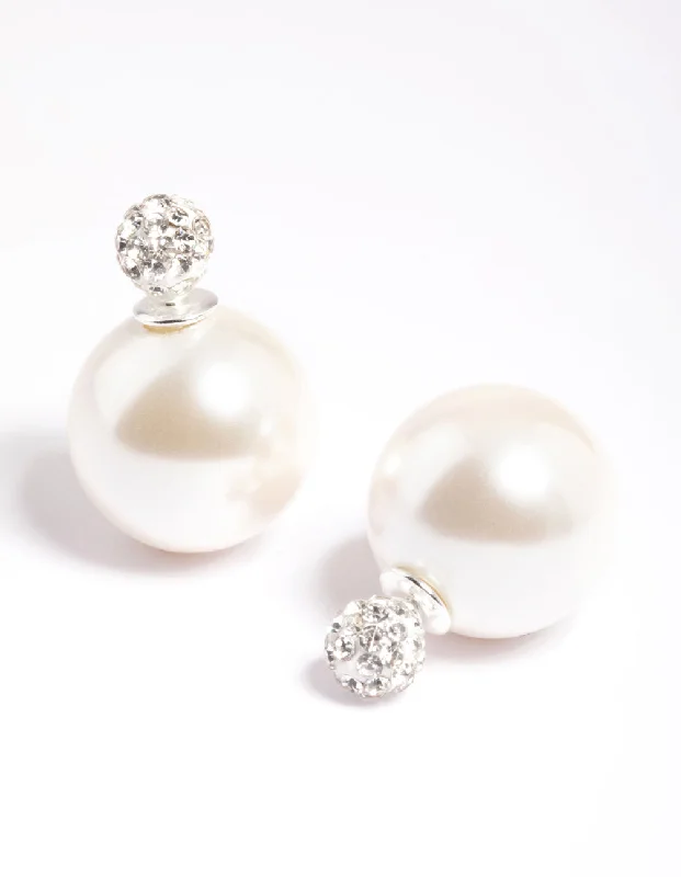 Sterling Silver Pearl Sandwich Stud Earrings